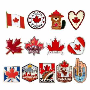 Venta al por mayor de insignias de solapa baratas con la bandera de Canadá, broches nacionales de metal esmaltado personalizados - Product Image 2