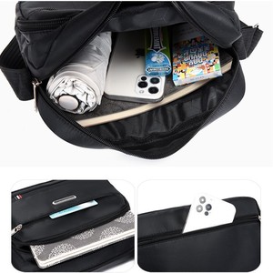 Jingpin Men's Crossbody Bag Black Solid Color Adjustable Strap Smooth Zipper Business Casual Messenger Bag - Product Image 2