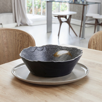 Grand bol de service de restaurant japonais, de 10.7 pouces, en mélamine noire catégorie aaa, style japonais