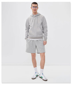 Shorts Bermuda décontractés pour hommes, gris uni, 100 % coton, taille mi-haute, tricotés, avec cordon de serrage, séchage rapide, respirants, pour l'été - Product Image 2