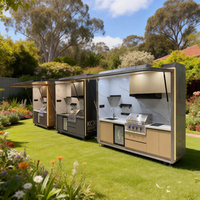Cuisine extérieure en aluminium résistante aux intempéries - Taille et couleur personnalisées avec barbecue et poêle à bois pour dîner en plein air