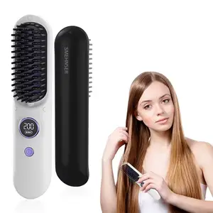 Manufacturer Custom Logo Professional Portable Cordless Mini USB Rechargeable Wireless Electric Hair Straightener Brush Comb