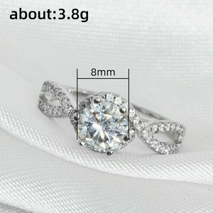 Anello di Fidanzamento a Doppia Fila con Sei Punte e Pavé per Donne, Elegante Gioiello da Matrimonio - Product Image 5