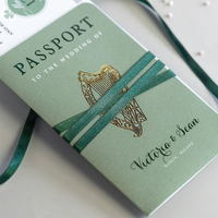 Boîte en papier texturé premium SHINY avec vernis UV sélectif, invitation de mariage et ruban pour mariage à destination