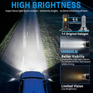 2 ampoules de phare LED F4 super lumineuses en gros, 300W 60000Lm, pour voiture, H7 H11 H4 - Product Image 6