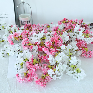 Fleurs artificielles en soie Ice Storm, fleurs de cerisier rose clair, décoration pour la maison et les mariages, en plastique gaufré moulé par injection - Product Image 3