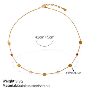 Collier en zircon plaqué or 18 carats, anti-ternissement, en acier inoxydable, bijoux de mode pour femmes - Product Image 5