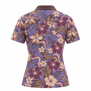 Casual Summer <b>Polo</b> <b>Shirt</b> <b>Women</b> All Over Tropical Floral Print Antimicrobial UPF 50+ for Golf Pickleball - Product Image 4