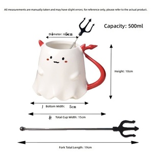 Tasse en céramique créative de <span class=keywords><strong>dessin</strong></span> <span class=keywords><strong>animé</strong></span>, motif Citrouille, Elfe, Fantôme, Halloween, mignonne, grande capacité, pour l'eau - Product Image 3