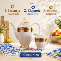 Ensemble de luxe pour café, thé et sucre, en porcelaine fine, idéal pour un mariage