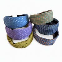 Serre-tête Daou 16 cm de large, motif écossais et pois texturés, accessoires de cheveux charmants pour filles, décoration capillaire décontractée