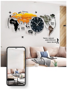 Wholesale Custom Premium Creative Acrylic World Map <strong>Silent</strong> <strong>Clock</strong> for Living Room Office Background <strong>Wall</strong> Decorative Mural - Product Image 5