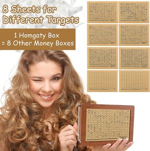 สติกเกอร์แผ่นกลยุทธ์การออมกล่องประหยัดเงินแบบกำหนดเองสำหรับกล่องไม้กระปุกออมสิน - Product Image 5