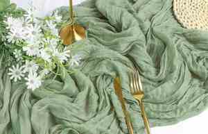 35*160Inchs <b>Sage</b> <b>Green</b> Cheesecloth for Baby Bridal Shower Decoration Gauze Rustic Spring Easter <b>Table</b> <b>Runner</b> - Product Image 2