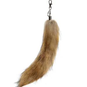 Chaveiro de cabelo de animal falso com cauda de raposa, acessório de decoração de 40 cm, chaveiro fofo com cauda de raposa, chaveiro de pele de raposa falsa