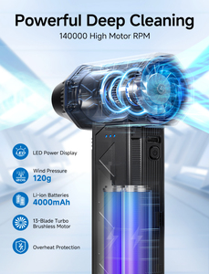 <span class=keywords><strong>Souffleur</strong></span> industriel Jarvis Turbo à moteur sans balais, <span class=keywords><strong>batterie</strong></span> 2000 mAh, débit d'air 120000 tr/min pour <span class=keywords><strong>aspirateur</strong></span> et lave-auto - Product Image 4
