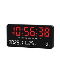 Horloge murale électronique multifonctionnelle LED, grand écran affichant la date, la température, luminosité à trois niveaux, réveil moderne