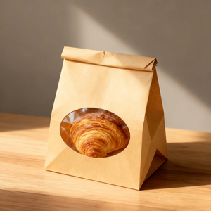 Bolsa de Papel Kraft Personalizada para Panadería, Resistente a la Humedad, Ecológica, para Comida Rápida, con Asa y Logotipo - Product Image 1