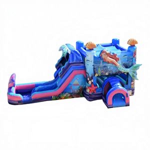 Castillo Inflable de Sirena de 14 pies con Tobogán (Uso en Seco/Húmedo) |   Combo de Casa Inflable de PVC, Fácil de Instalar, Capacidad Máxima de 6-10 Personas, Uso en Exteriores - Product Image 1