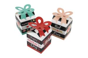 Gros point de bonheur coloré Floral heureux fête des mères carré faveur coffrets cadeaux nous aimons maman fête arc boîtes - Product Image 3