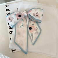 Nouveau petit double face élégant longue bande bandeau sac cravate cadeau imprimé écharpe pour les femmes