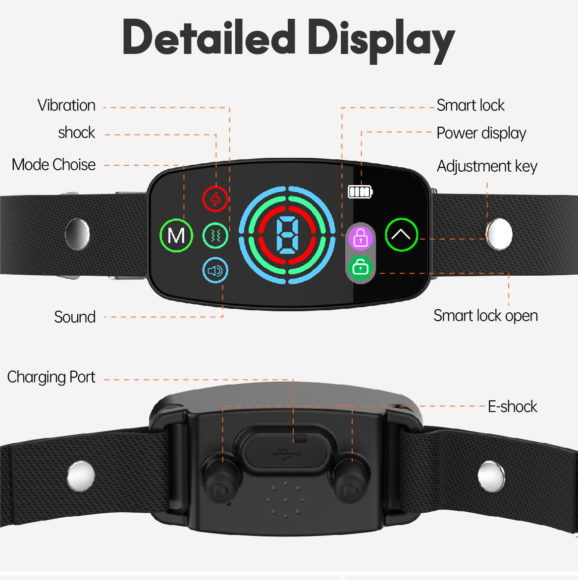 Waterproof Color Screen Electronic No Harm Dog Training Collar - JUXU PHZ03 Automatic Bark Control