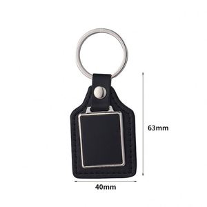 Llavero de Cuero PU Negro en Promoción, Personalizable con Logotipo Cuadrado - Product Image 2