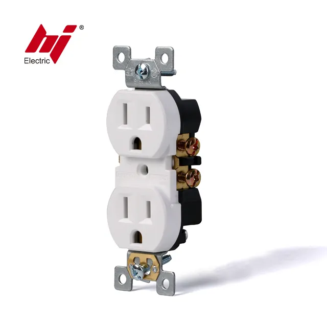 American AC Power Electric 6 Pin Double Wall Socket Outlet 125V Duplex Receptacle Outlet 15 Amp