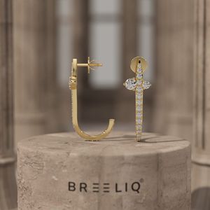 Pendientes de Aro con Forma de Daga de Diamantes, Pendientes Góticos Únicos con Cruz de Espada para Mujer, Joyería Fina con Diamantes Pavé, Regalo - Product Image 2