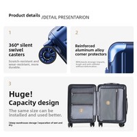 Valise à roulettes en aluminium pour le commerce extérieur, roues silencieuses, 28 pouces, grande capacité, serrure TSA, extensible, unisexe, bagage à main