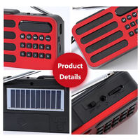 Radio portable stéréo 3W avec écran LCD ABS, recharge solaire, Bluetooth, lecture USB et carte TF pour l'extérieur, la maison et les loisirs