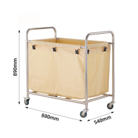 Chariot de service en acier inoxydable pour le nettoyage, chariot à linge pour hôtels et hôpitaux