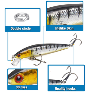 Leurre de pêche dur 10cm/9g, flottant, type Minnow, appât artificiel pour la pêche en bateau en mer, idéal pour la pêche au bar - Product Image 1
