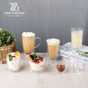 Fabrik einzigartige hitze beständige Boro silikat hohe Glas Kaffee milch becher thermische doppelwandige Cappuccino Kaffeetasse für Café - Product Image 5