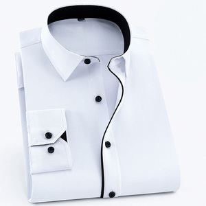 Camicia da lavoro da lavoro da <span class=keywords><strong>uomo</strong></span> camicia da <span class=keywords><strong>uomo</strong></span> a maniche lunghe giallo da lavoro abito sartoriale abiti formali con LOGO da <span class=keywords><strong>uomo</strong></span> ricamato - Product Image 2