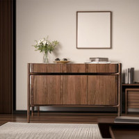 Buffet en bois massif nordique, armoire de rangement en noyer, console minimaliste pour salon et entrée