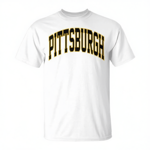 T-shirt classica Pittsburgh Throwback, design nero e oro, taglia unisex per adulti - Product Image 2