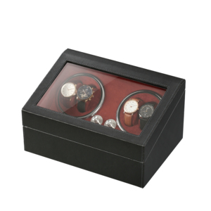 Caja negra Logotipo personalizado de alta calidad Luz LED azul 10 ranuras Caja enrolladora de reloj automática de cuero con ventana - Product Image 3