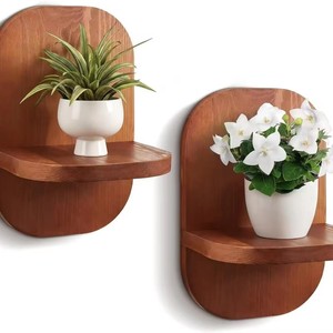 Wooden Wall Mounted Plant Display <b>Shelf</b> Oval Shape Multi Functional Storage <b>Rack</b> For Indoor Decor - Product Image 1