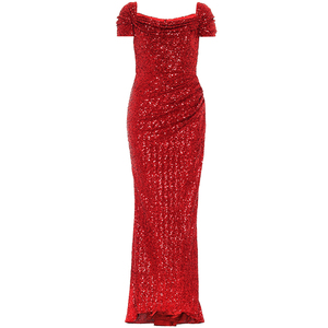 OEM New Fashion Embellished Ruby <strong>Red</strong> <strong>Sequins</strong> Sequined Sexy Evening Ladies Gown Dress for Wedding Party - Product Image 3