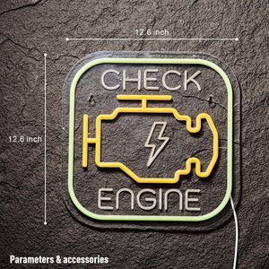 Enseigne néon LED 'Check Engine' pour garage, enseigne lumineuse '<span class=keywords><strong>Moteur</strong></span>', <span class=keywords><strong>d</strong></span>écoration murale pour <span class=keywords><strong>atelier</strong></span> de réparation automobile, 'Man Cave', salon masculin et <span class=keywords><strong>atelier</strong></span> - Product Image 2