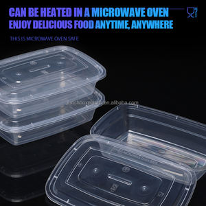 กล่องอาหารกลางวันพลาสติก PP ใสขนาด500มล. 650มล. 750มล. 1000มล. กล่องใส่อาหารแบบใช้แล้วทิ้งพร้อมฝาปิด - Product Image 3