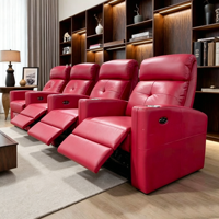 Sièges de cinéma professionnels 4 places, fauteuil de cinéma électrique 3 places avec charge USB et porte-gobelets pour résidence haut de gamme