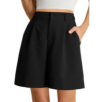 Shorts pour femmes, pantalon décontracté d'été, short taille haute, short à jambes larges avec fermeture éclair