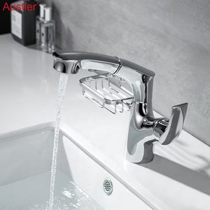 Pulvérisateur moderne extractible Chromage Mélangeur d'<span class=keywords><strong>eau</strong></span> chaude et <span class=keywords><strong>froide</strong></span> Robinets de lavabo Robinet de lavabo avec porte-savon - Product Image 3