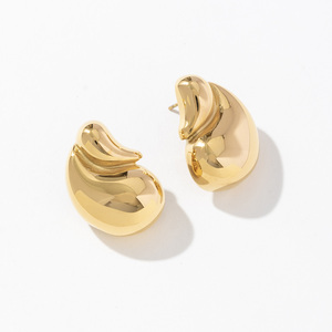 เครื่องประดับแปลกใหม่ไม่เหมือนใครสำหรับ2025ต่างหูห่วง14K ทรงหยดน้ำทำจากสเตนเลสสตีลสุดพิเศษ - Product Image 1