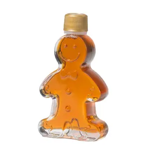 In Stock Christmas Ginger Bread Man Shaped Alcohol Beverage Syrup Glass Bottle w/ Cap