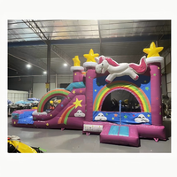 Nouvellement conception château gonflable de licorne combo maison gonflable gonflable commerciale avec toboggans de piscine pour la location de fête