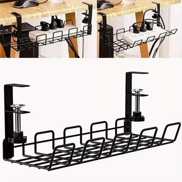 Under Desk Cable Management Tray No Drill Cable Organizer for Wire Management Tray