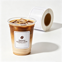 Étiquettes personnalisées Haoxuan pour gobelets à café, film mat PP blanc imprimé, autocollants adhésifs imperméables pour l'emballage des boissons